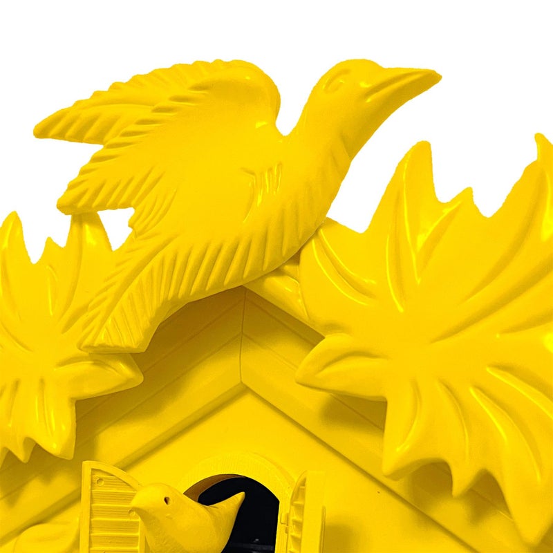 WALPLUS Chiming Cookoo Clock Bird Flapping Cuckoo Clocks Volume Adjustable Coo Coo Clocks Wall Decoration Battery Operated Pendulum Cuckoo Clock Classic Yellow for Home Living Room Office - Image 5